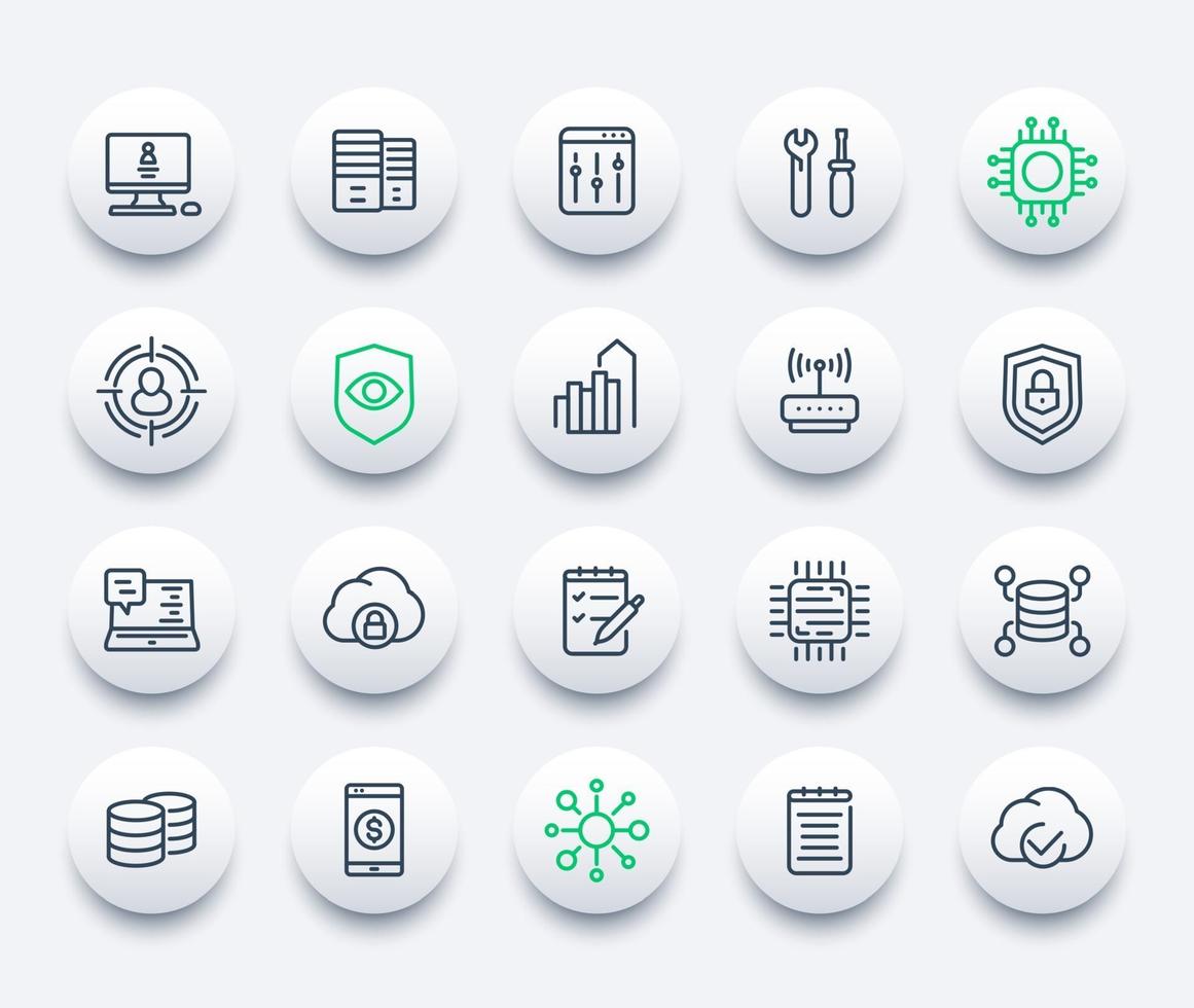 communication, technology and IT, vector line icons