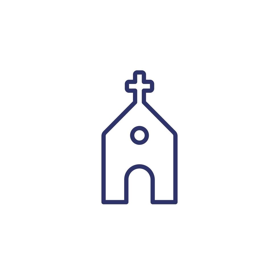 icono de contorno de la iglesia en blanco vector