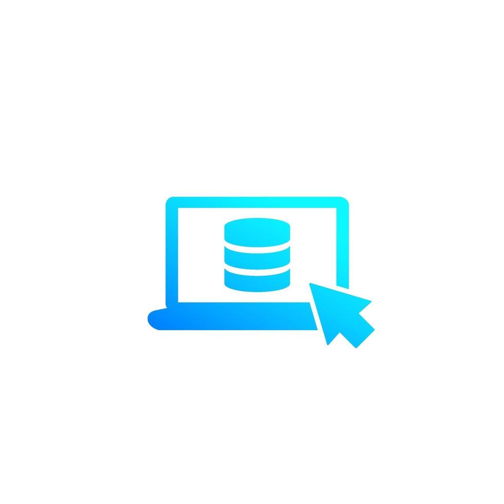 database and laptop computer icon vector