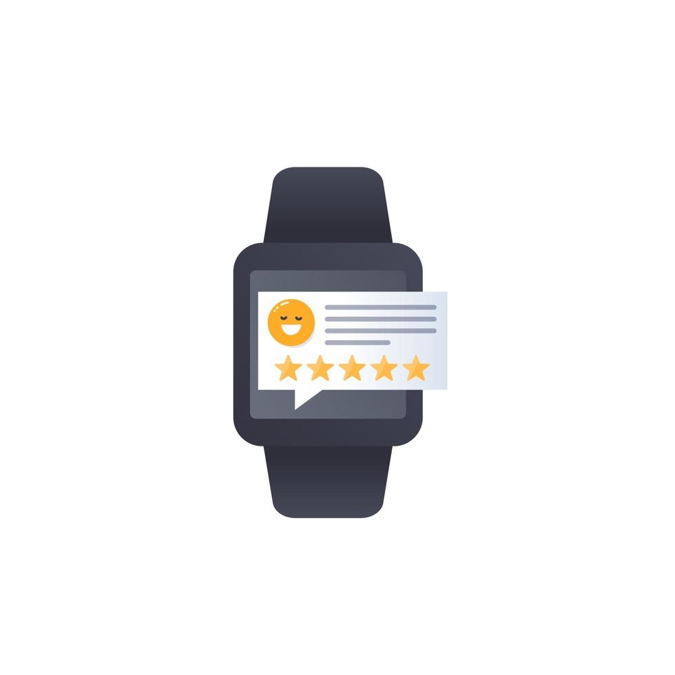 good review, feedback vector icon with smart watch