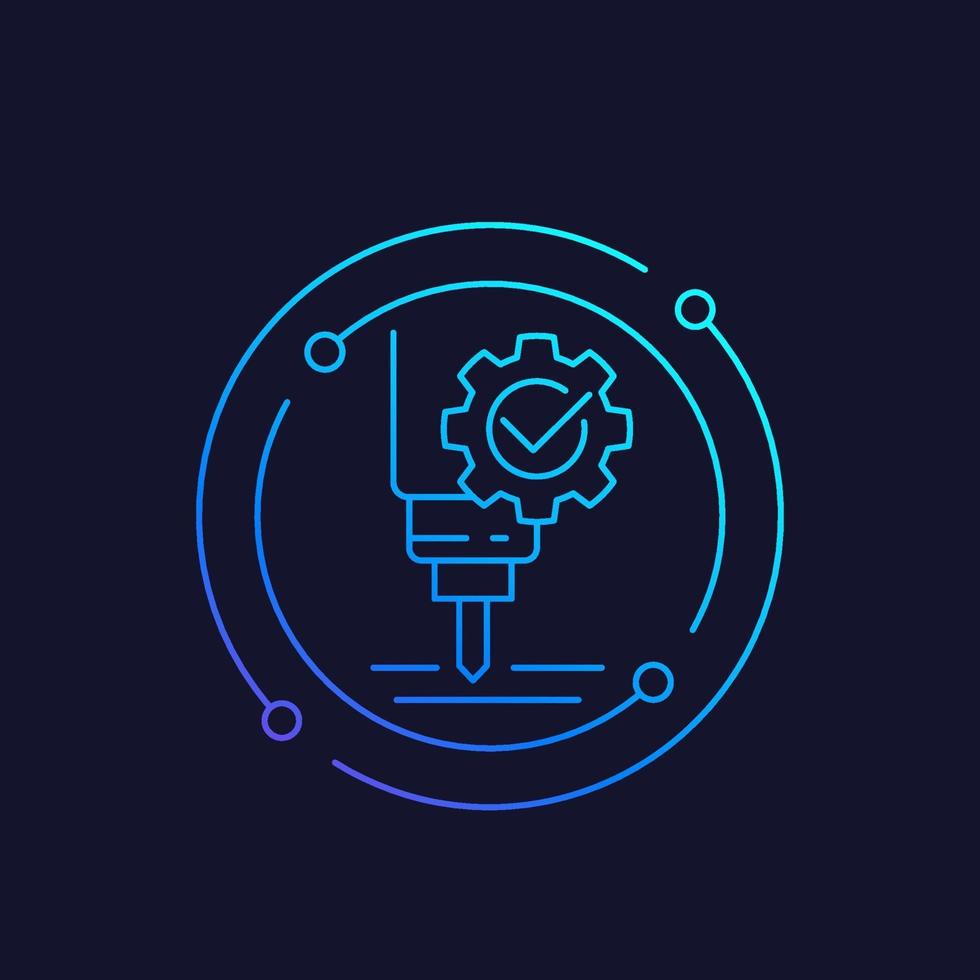 CNC machine service, line icon vector