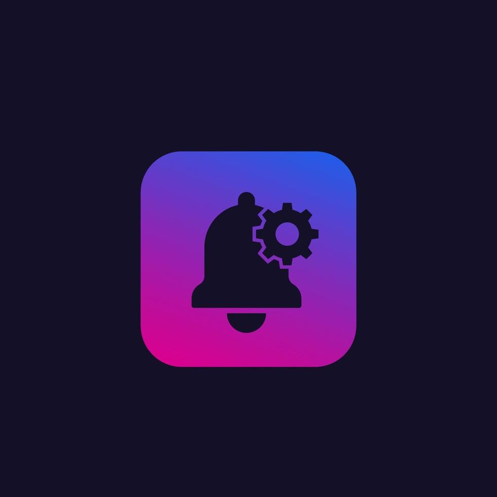 configuración de notificación, icono de vector