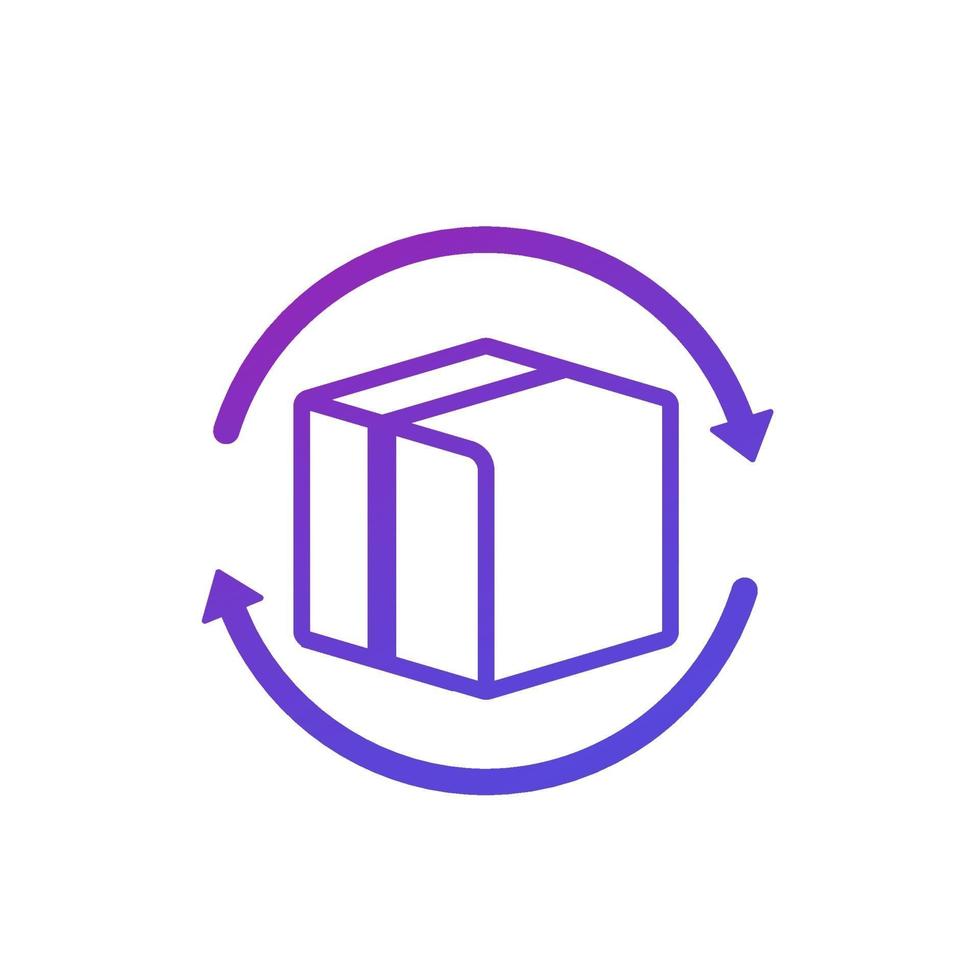 parcel return icon with box on white vector