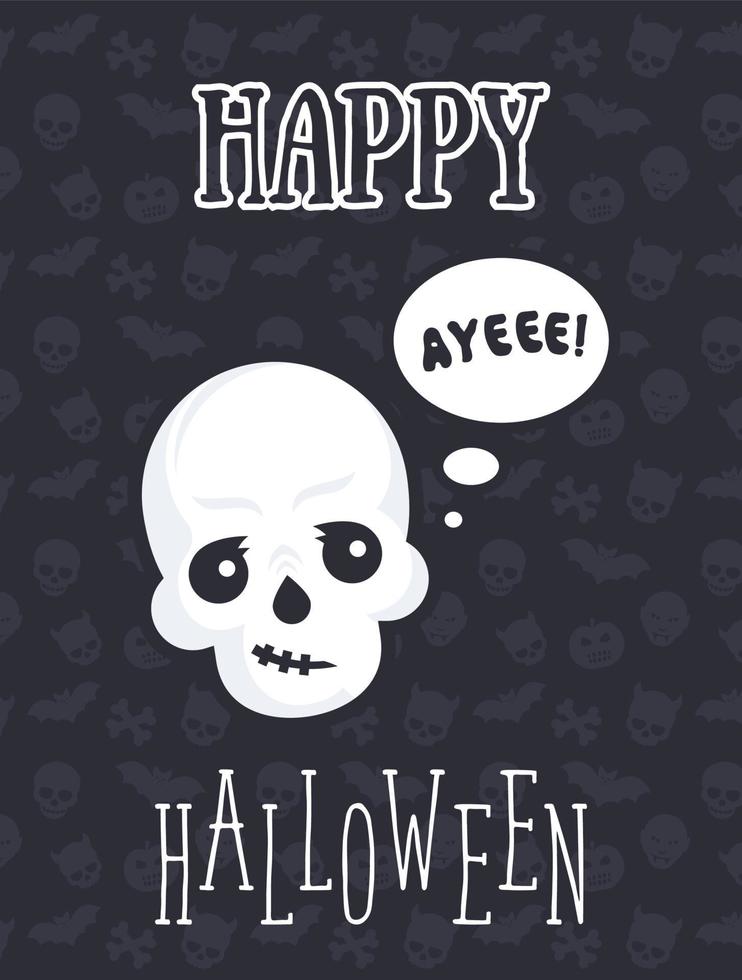 cartel de halloween con calavera divertida vector
