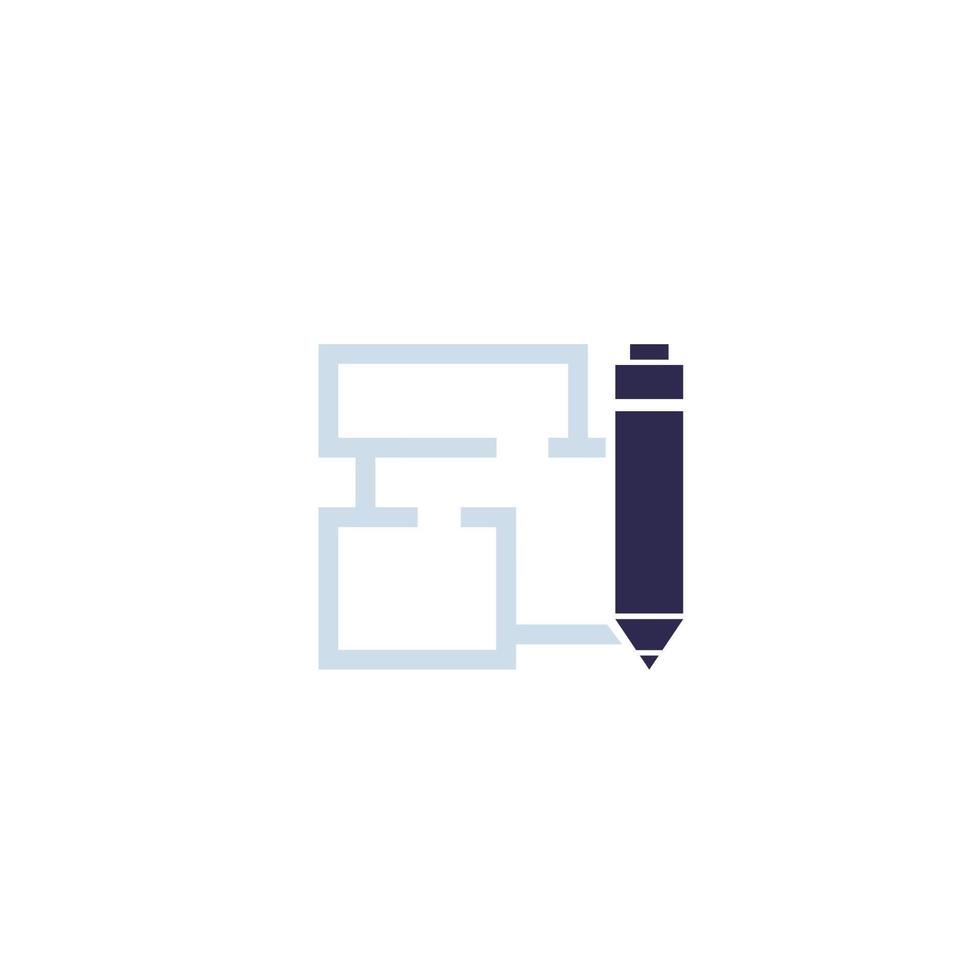 Home plan and pen icon vector