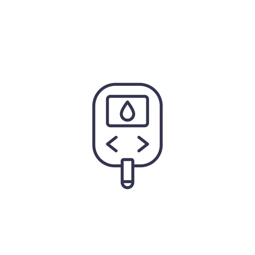 Glucose monitor, glucometer line vector icon