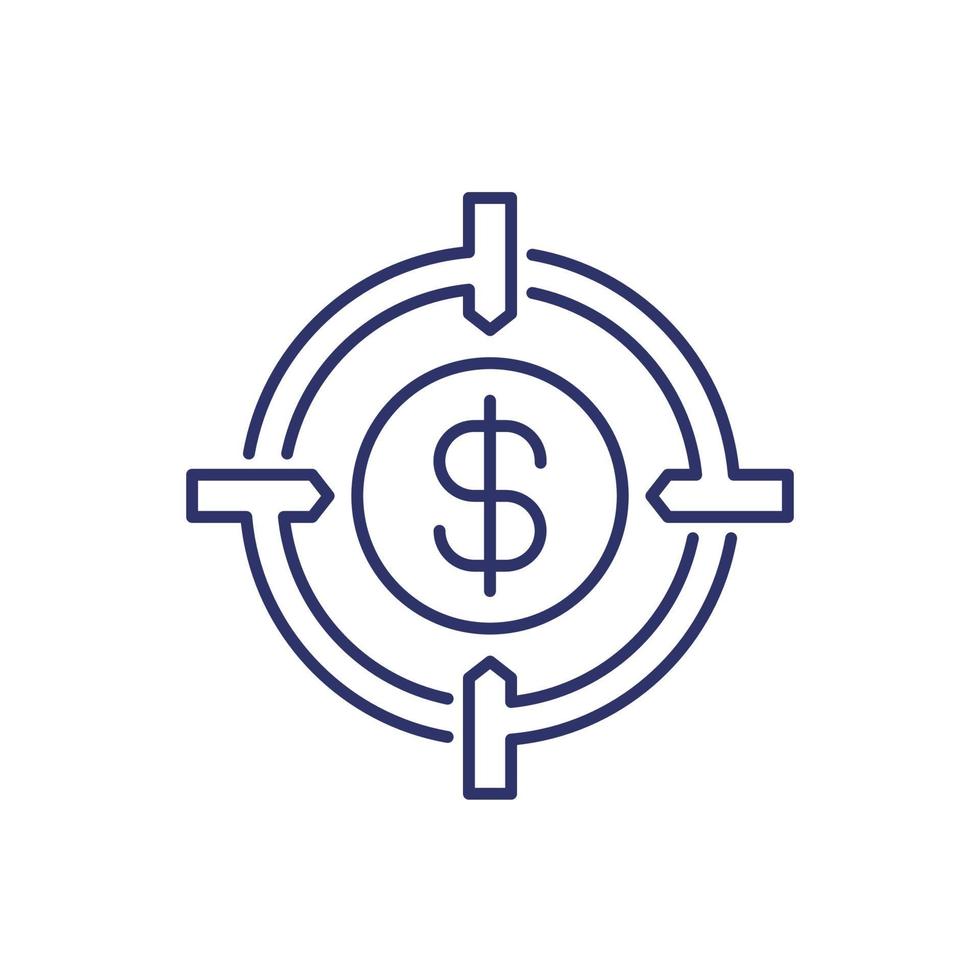 focus on money line icon with a target vector