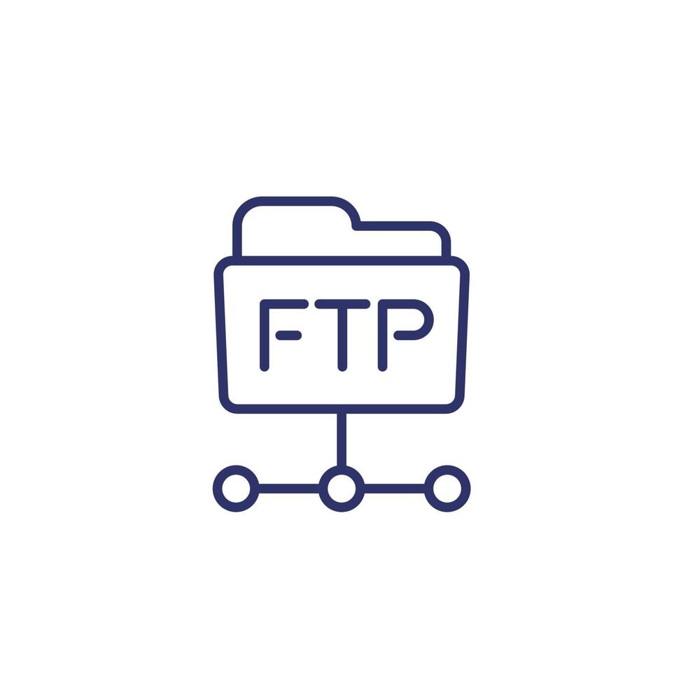 icono de línea de carpeta ftp en blanco vector