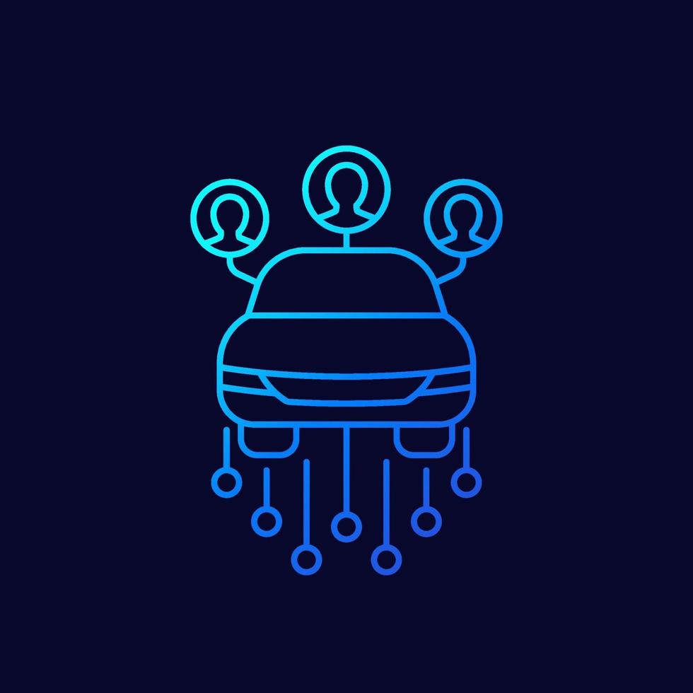 carsharing service line vector icon with car