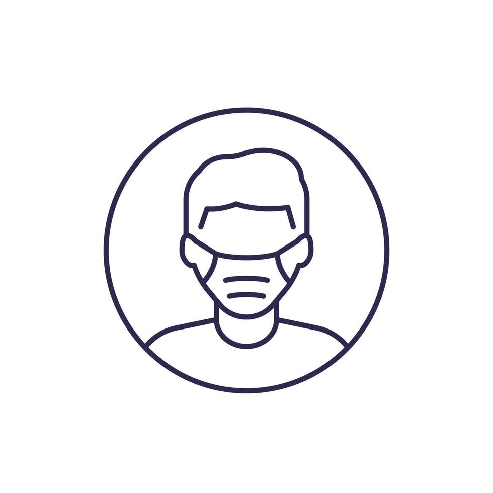 man in face mask line icon vector