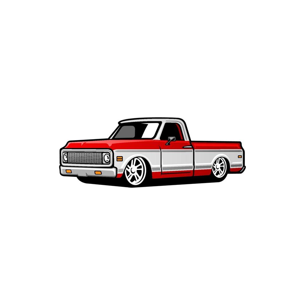 vintage american pick up truck isolated vector