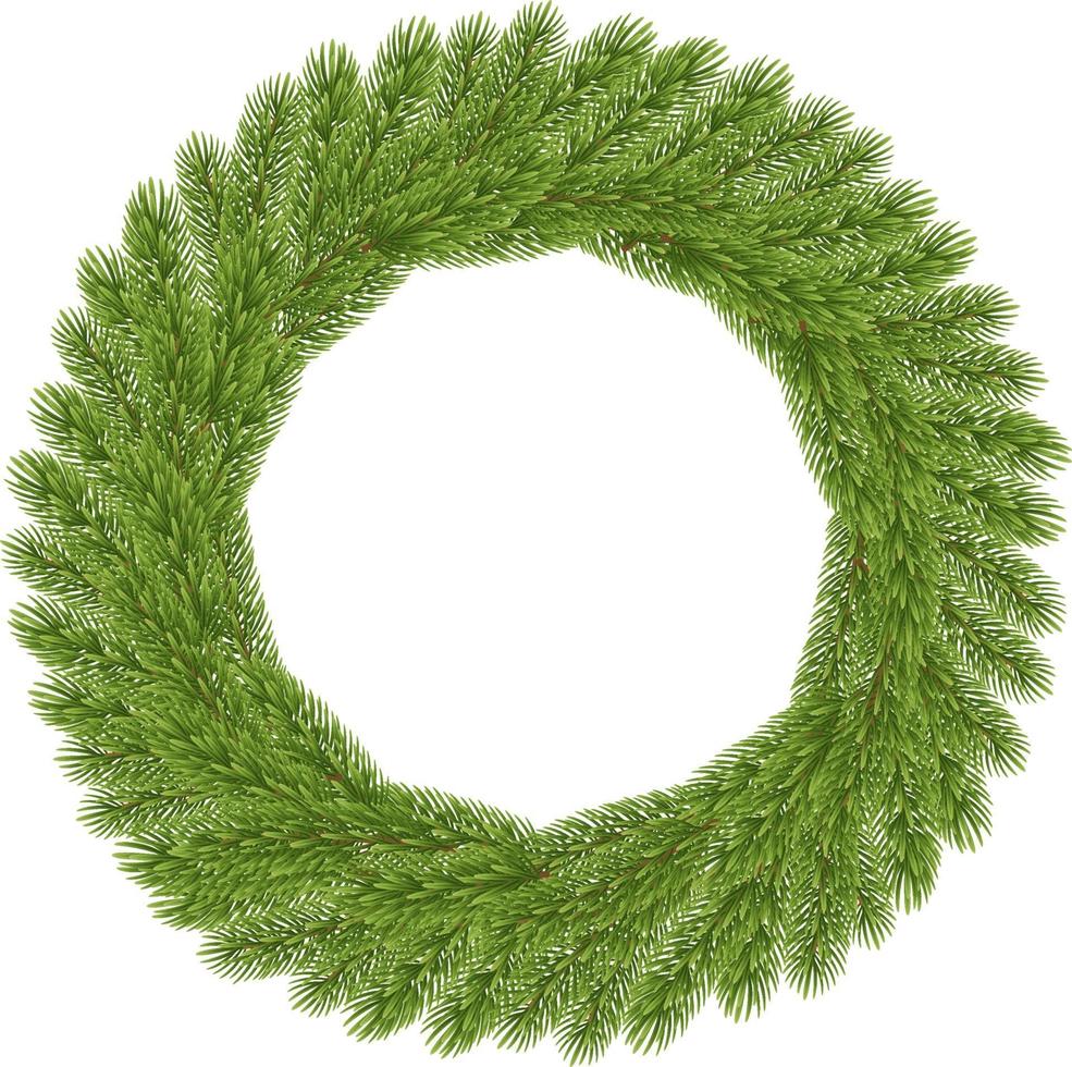 empty christmas wreath with pine branches vector