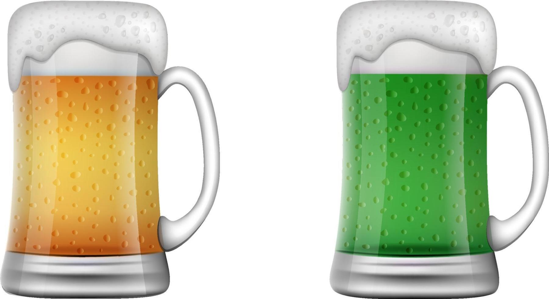 vector de jarras de cerveza aislado. cerveza rubia y verde