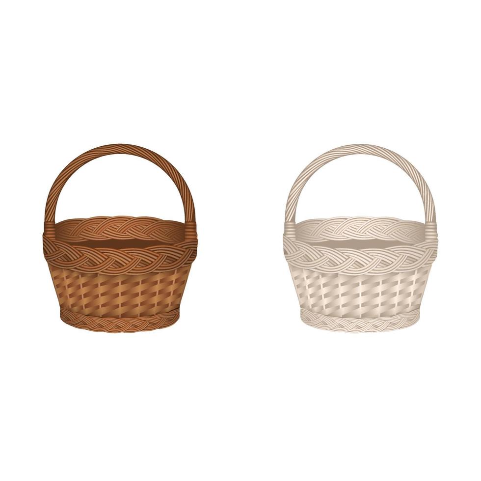 isolated empty baskets vector. brown and white basket vector