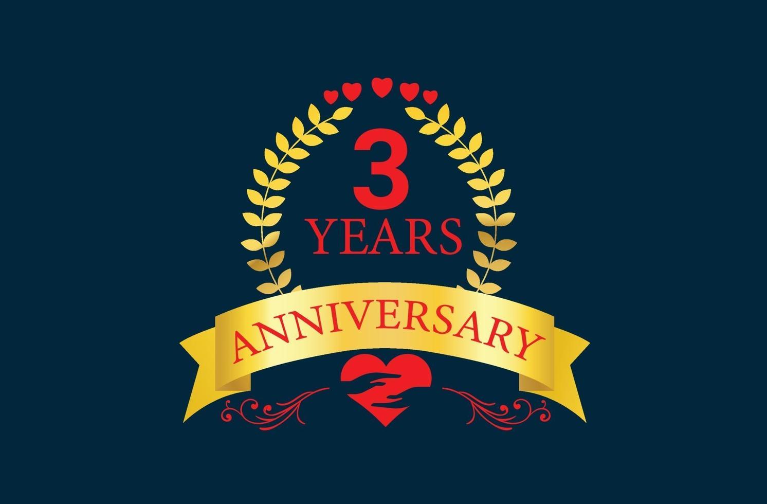 Three years anniversary logo and icon design vector