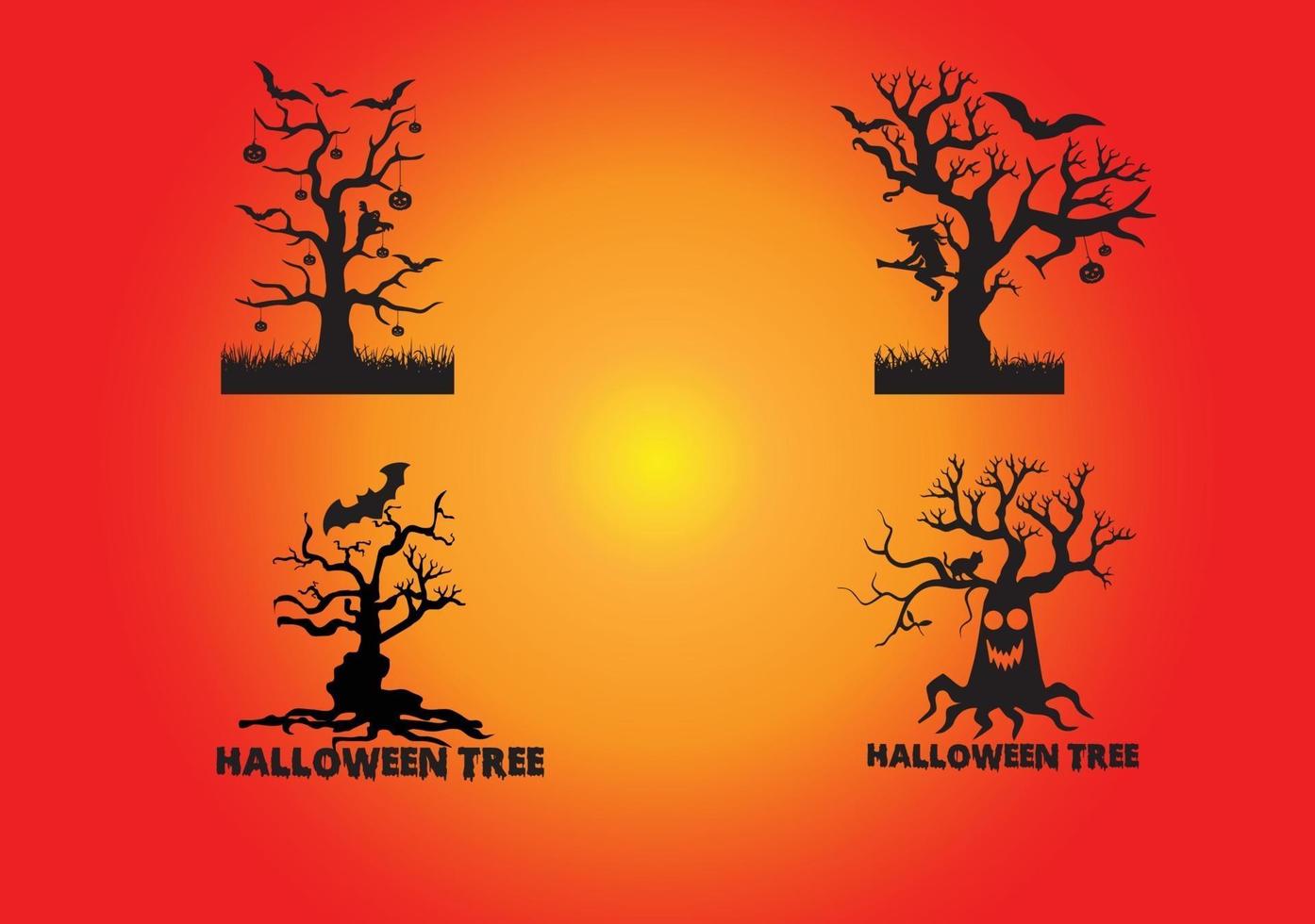 diseño de logotipo e icono de árbol de halloween vector