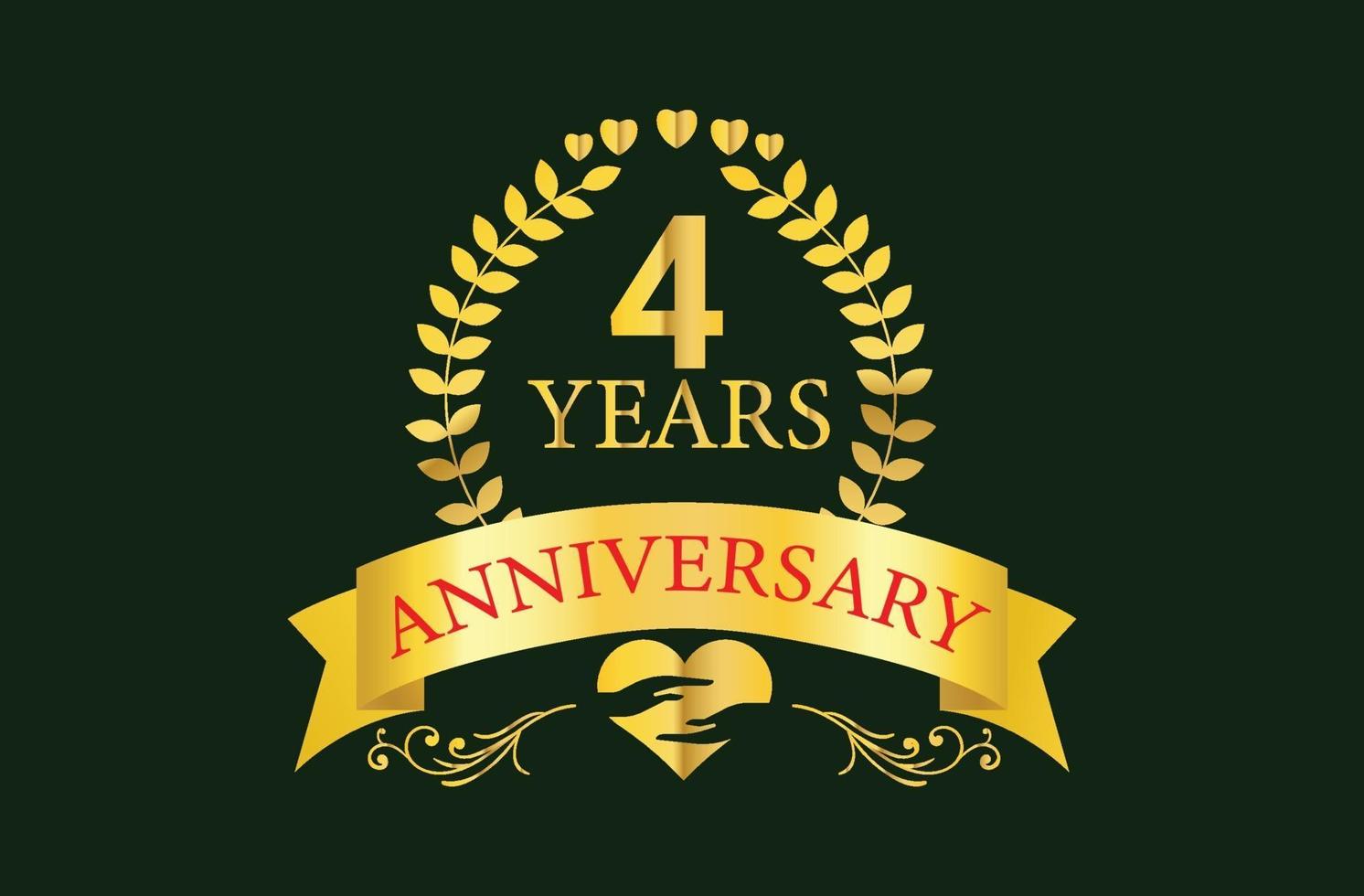 4 years anniversary logo and icon design vector
