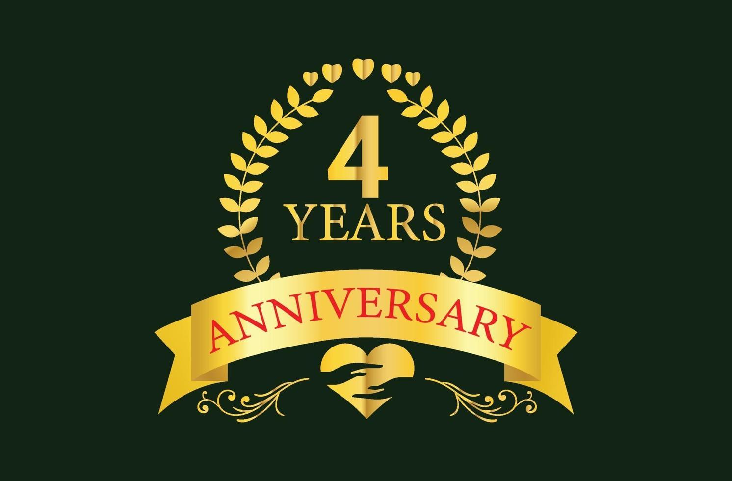 4 years anniversary logo and icon design vector