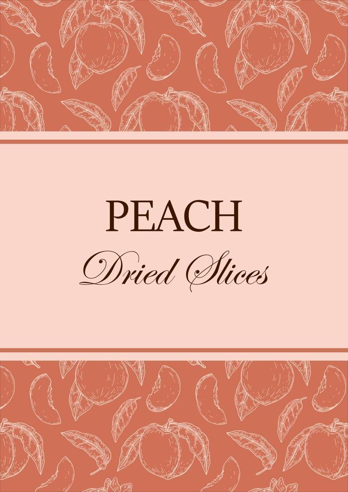 Hand drawn peach design. Vector illustration in sketch style