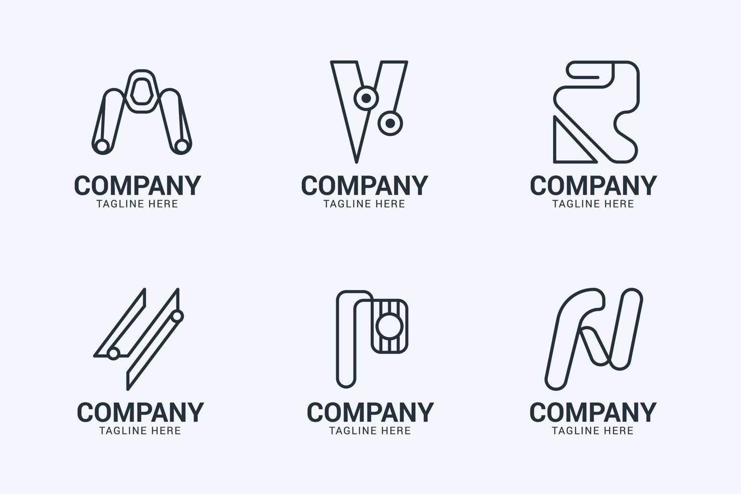 Modern minimal letter logo set free vector template