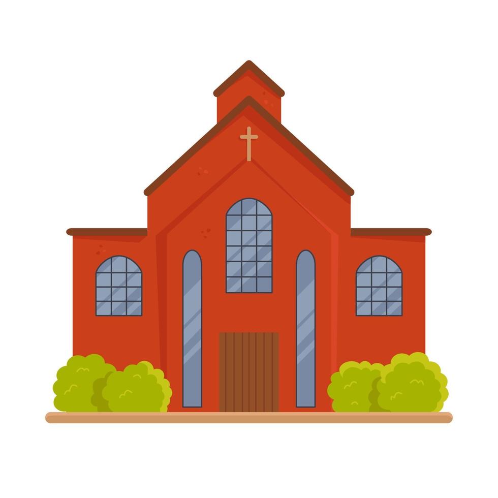 Huge old brick christian church isolated on white vector