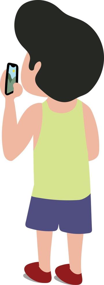 Man Travelling around the world with Smartphone in hand taking pictures of Nature. Travel Photography, Nature Photography with Mobile Phone. vector