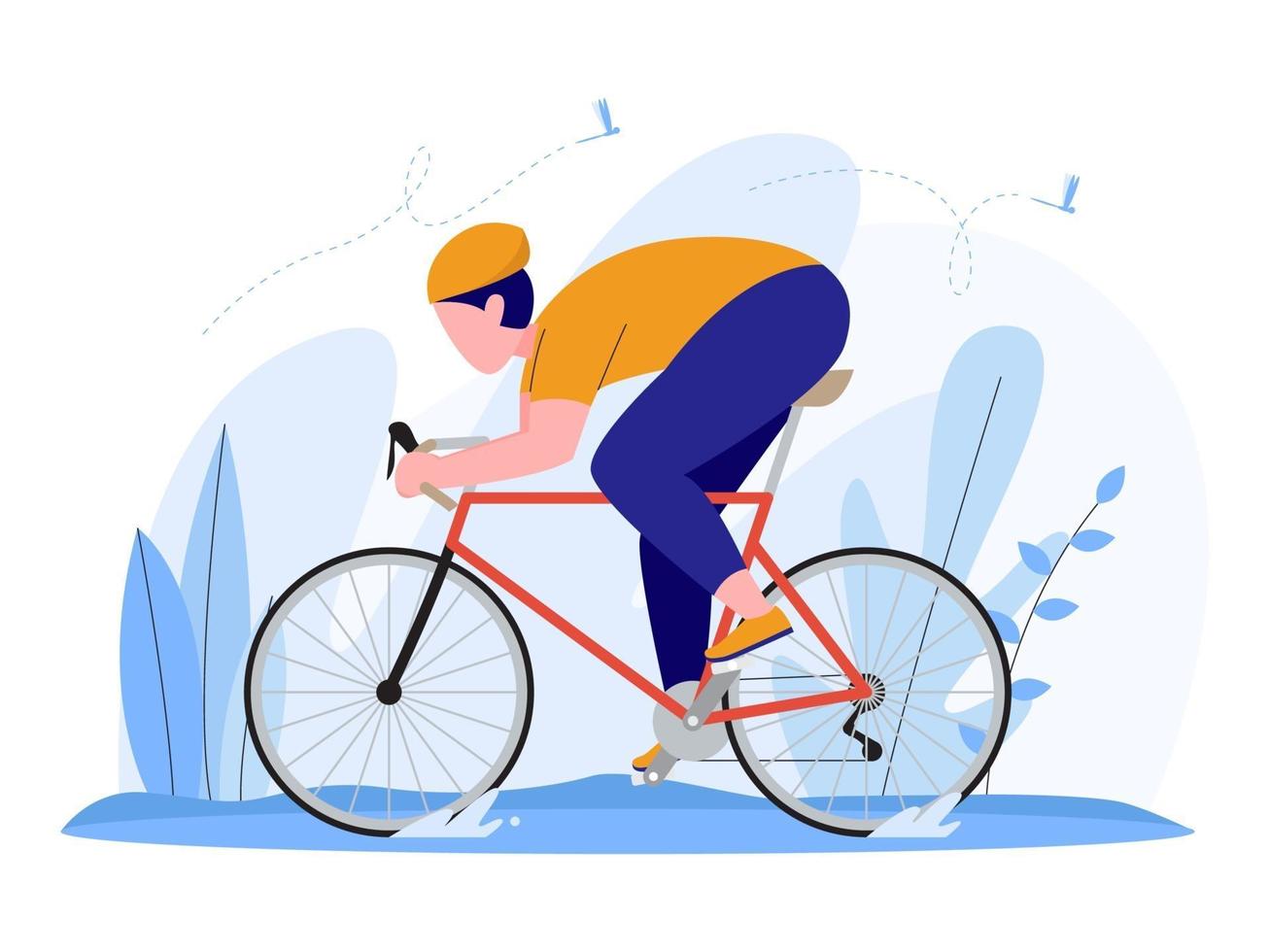 man riding a racing bike illustration vector