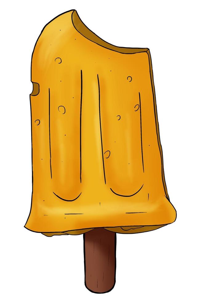 Hand drawn bitten yellow Popsicle isolated in a white background vector