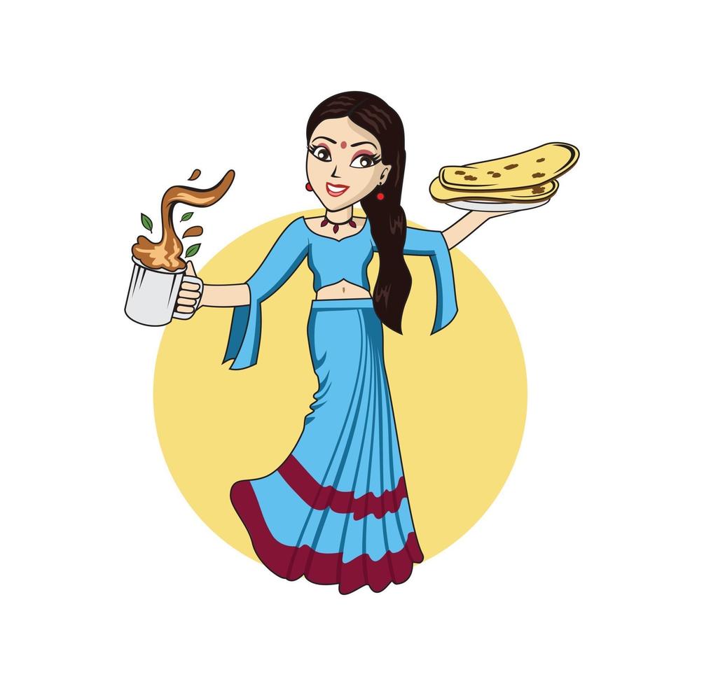 Beautiful indian women character design illustration vector