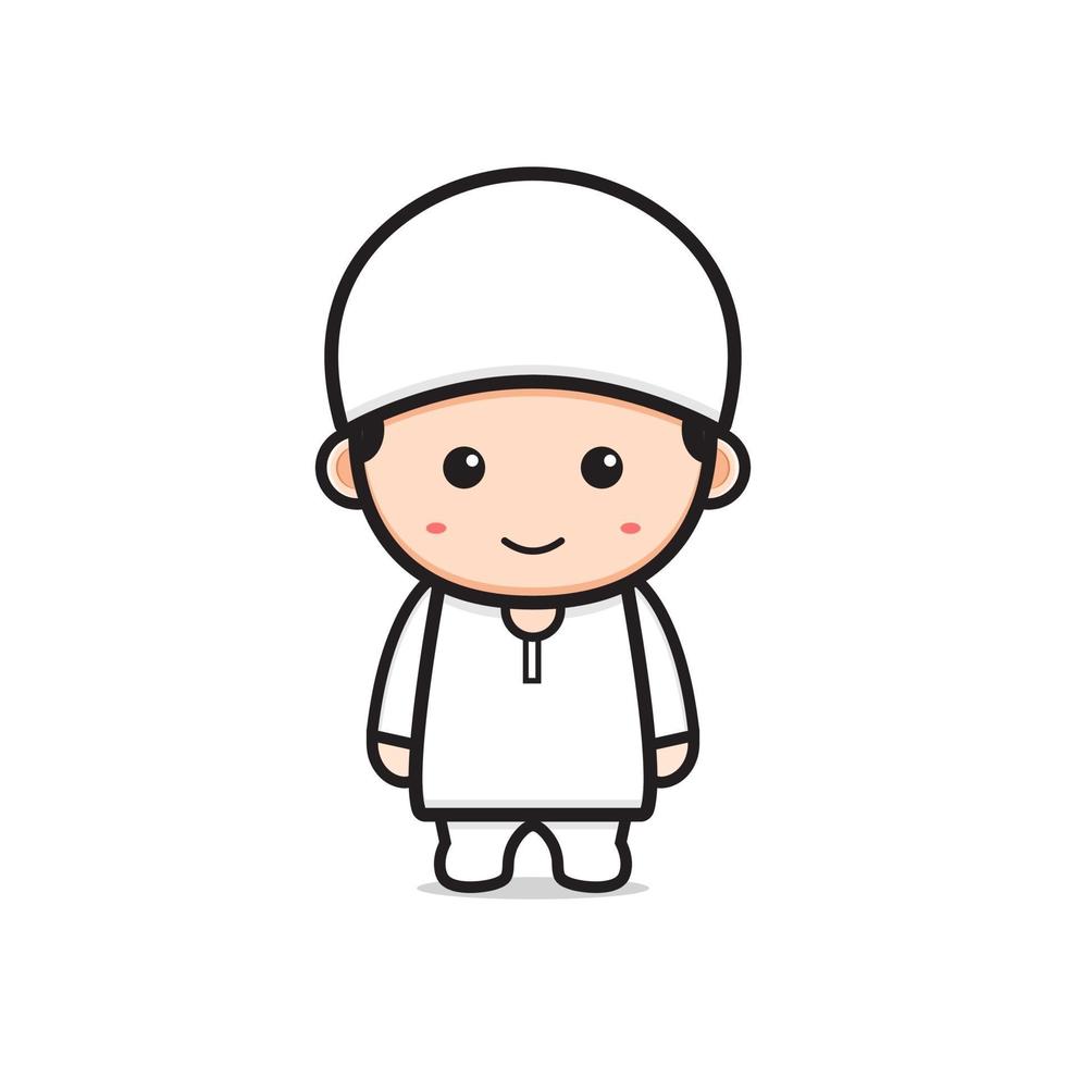 Cute muslim character cartoon icon illustration vector