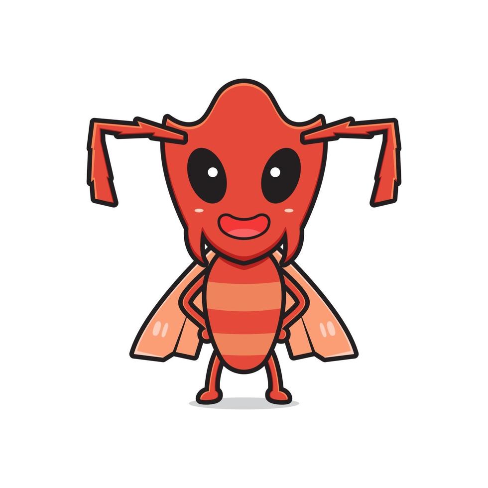 Cute ant mascot character cartoon icon illustration vector