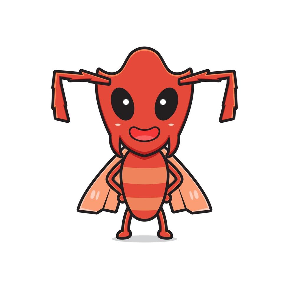 Cute ant mascot character cartoon icon illustration vector