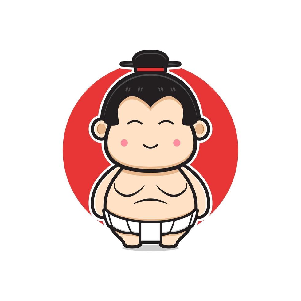 Cute sumo mascot character cartoon icon illustration vector