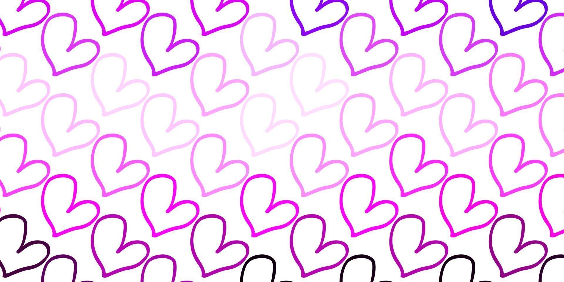 Light Purple, Pink vector background with Shining hearts.