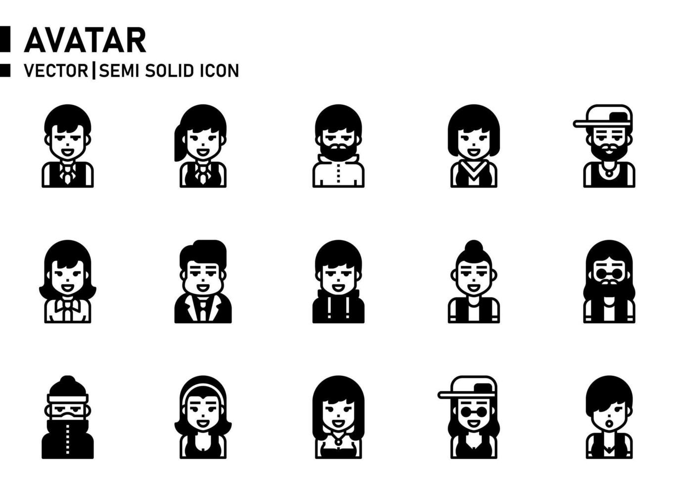 Avatar Semi Solid Icon vector