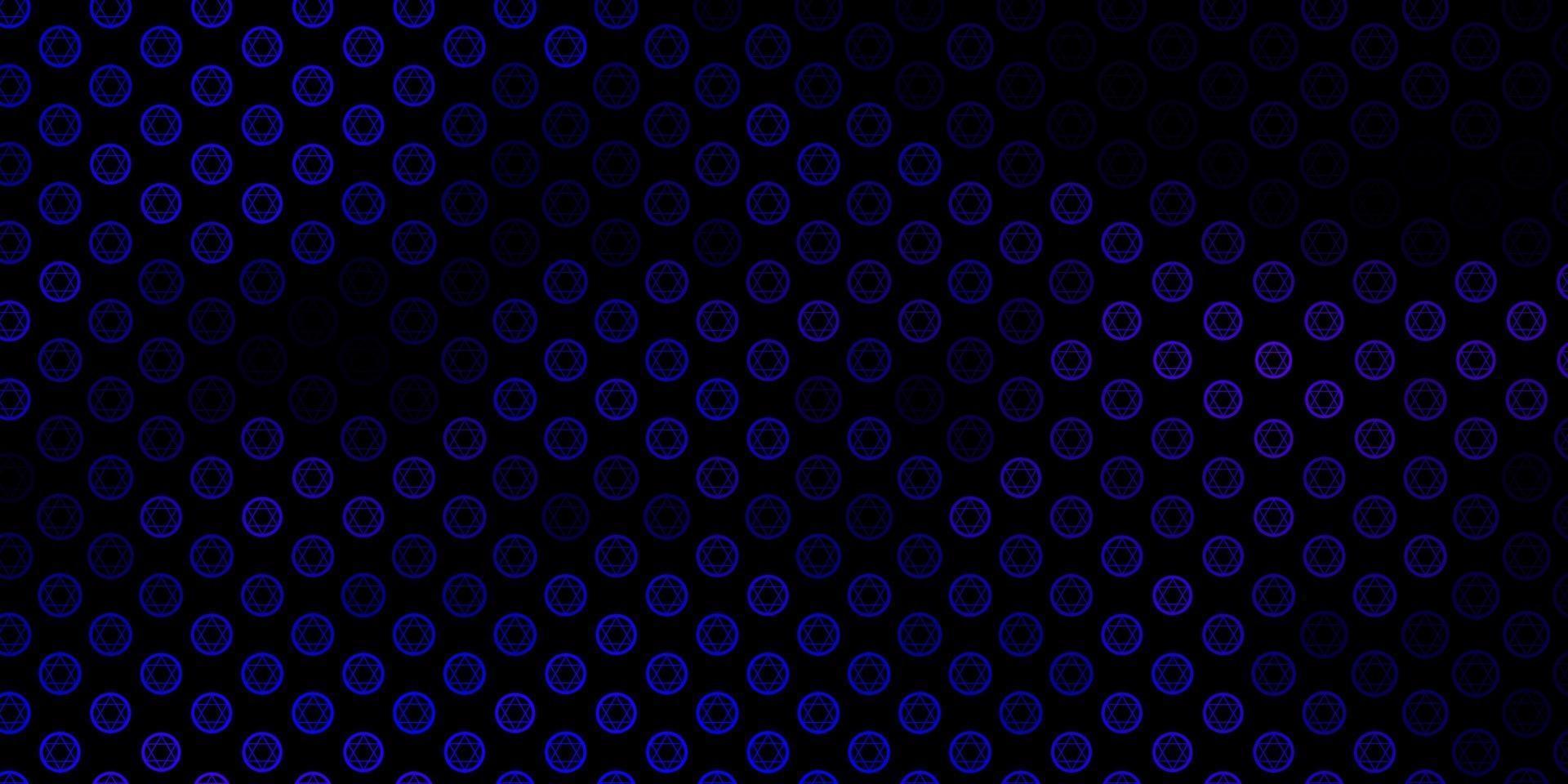 Dark Purple vector background with occult symbols.