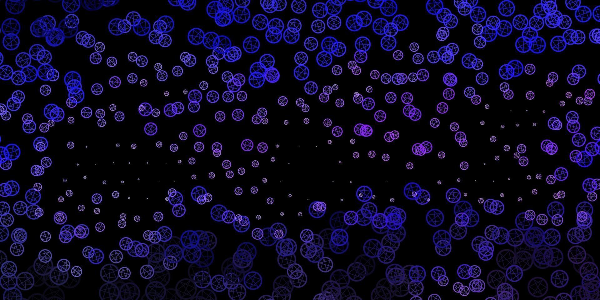 Dark Purple vector template with esoteric signs.