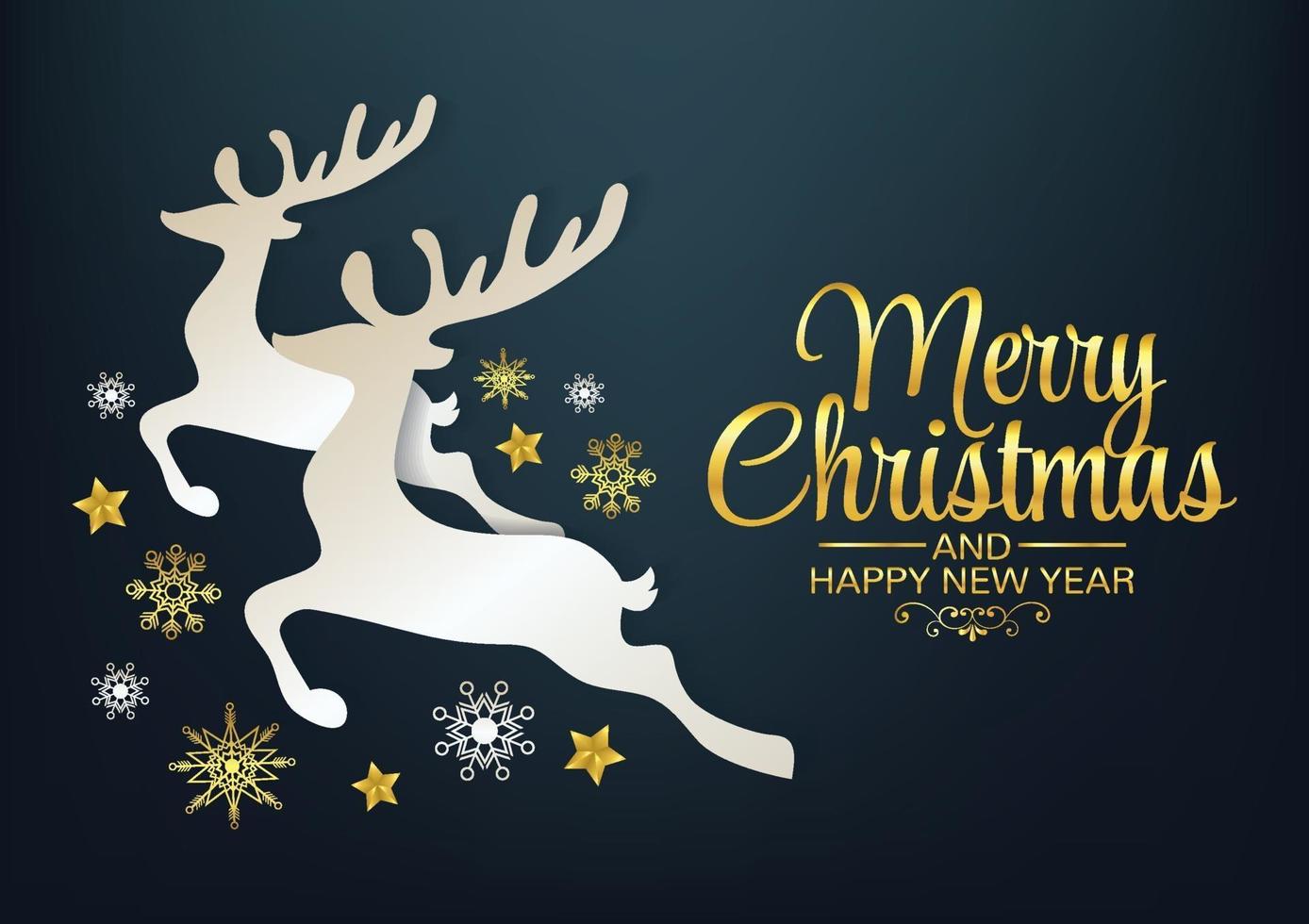 merry christmas and reindeer art vector