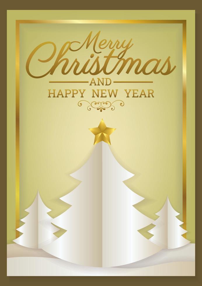 merry christmas big white christmas tree art vector