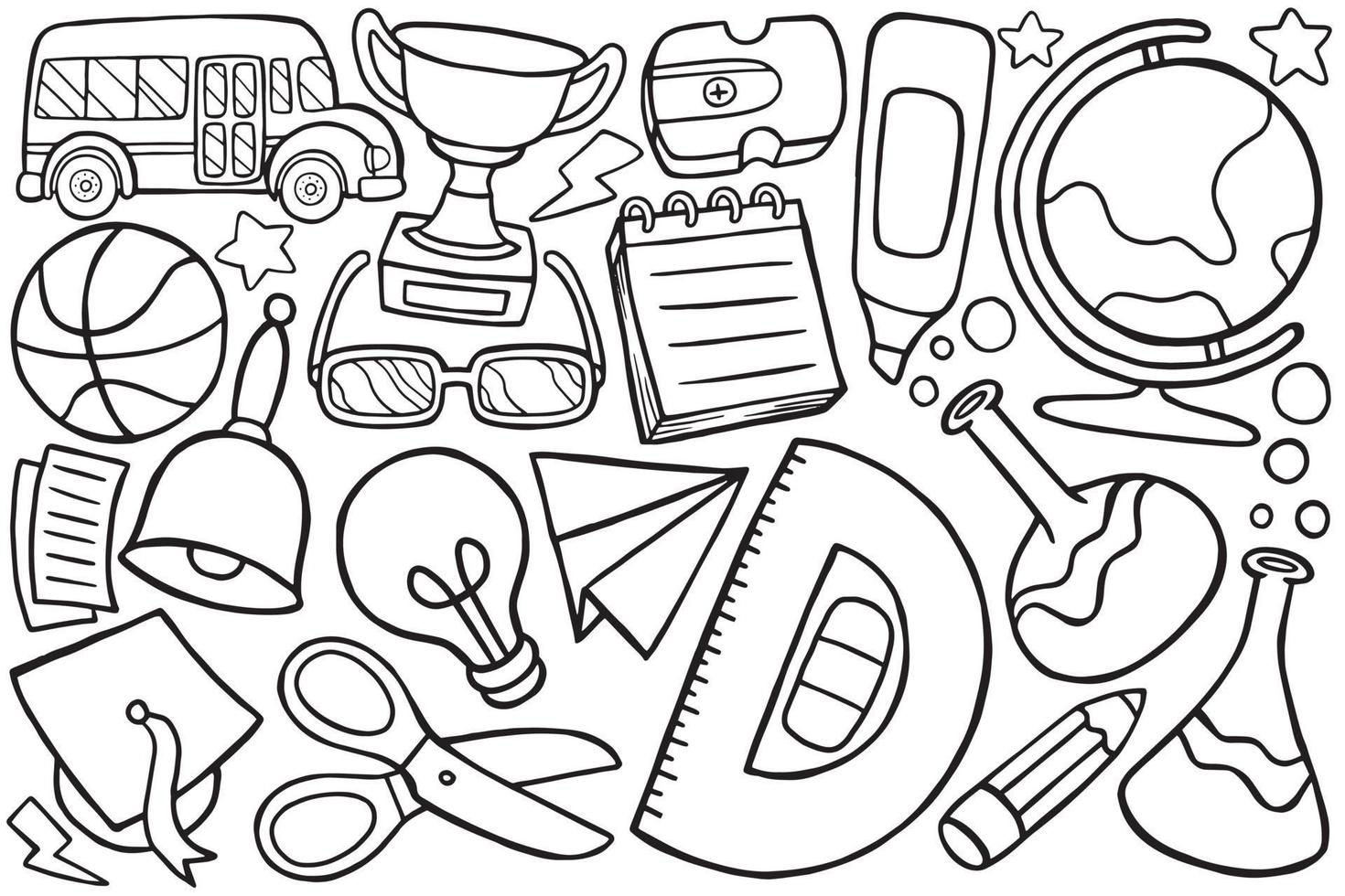 back to school doodle object in cartoon style vector