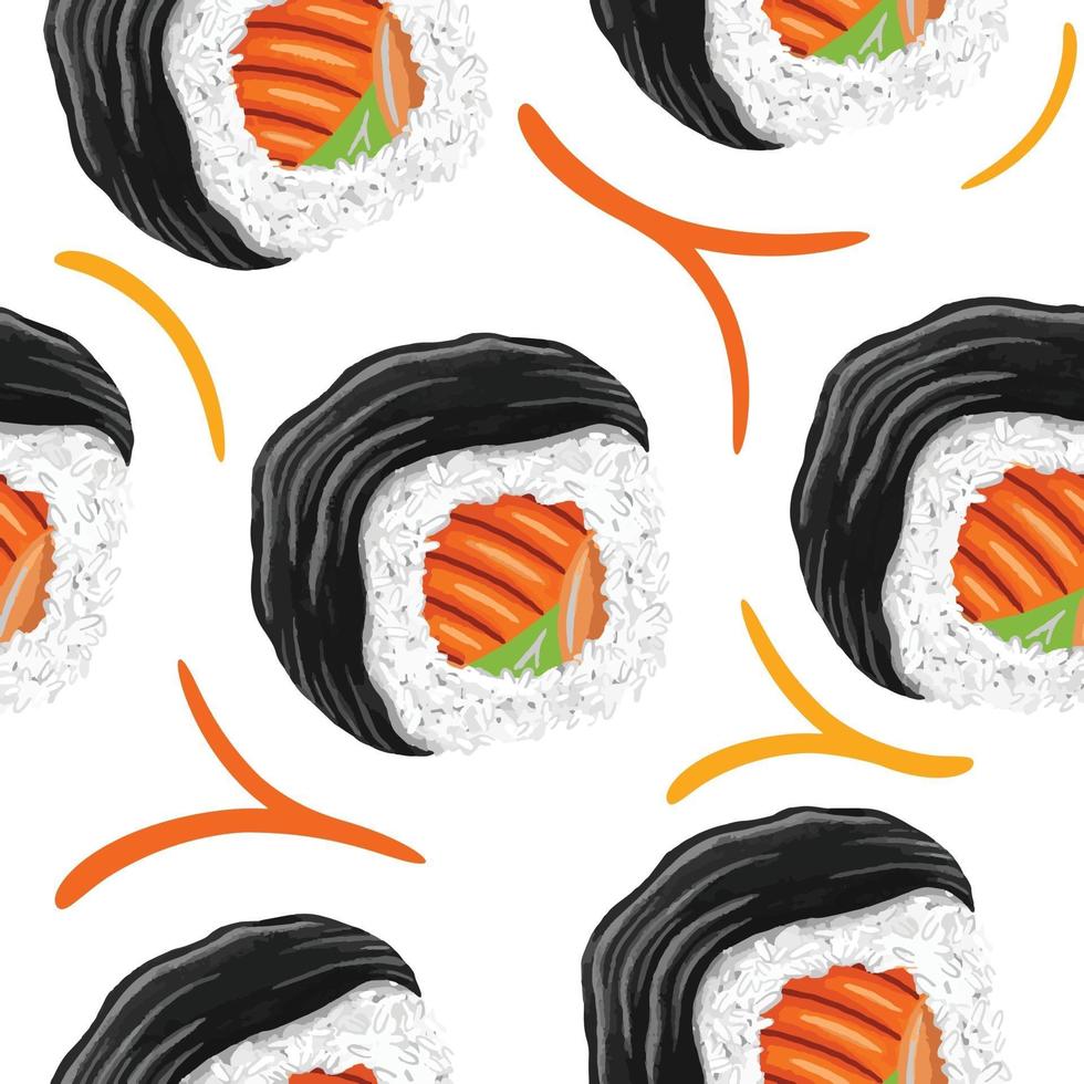 sushi de patrones sin fisuras en el estilo de diseño plano vector