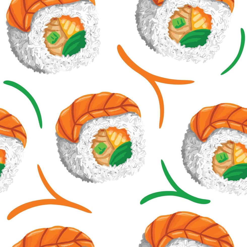 sushi de patrones sin fisuras en el estilo de diseño plano vector