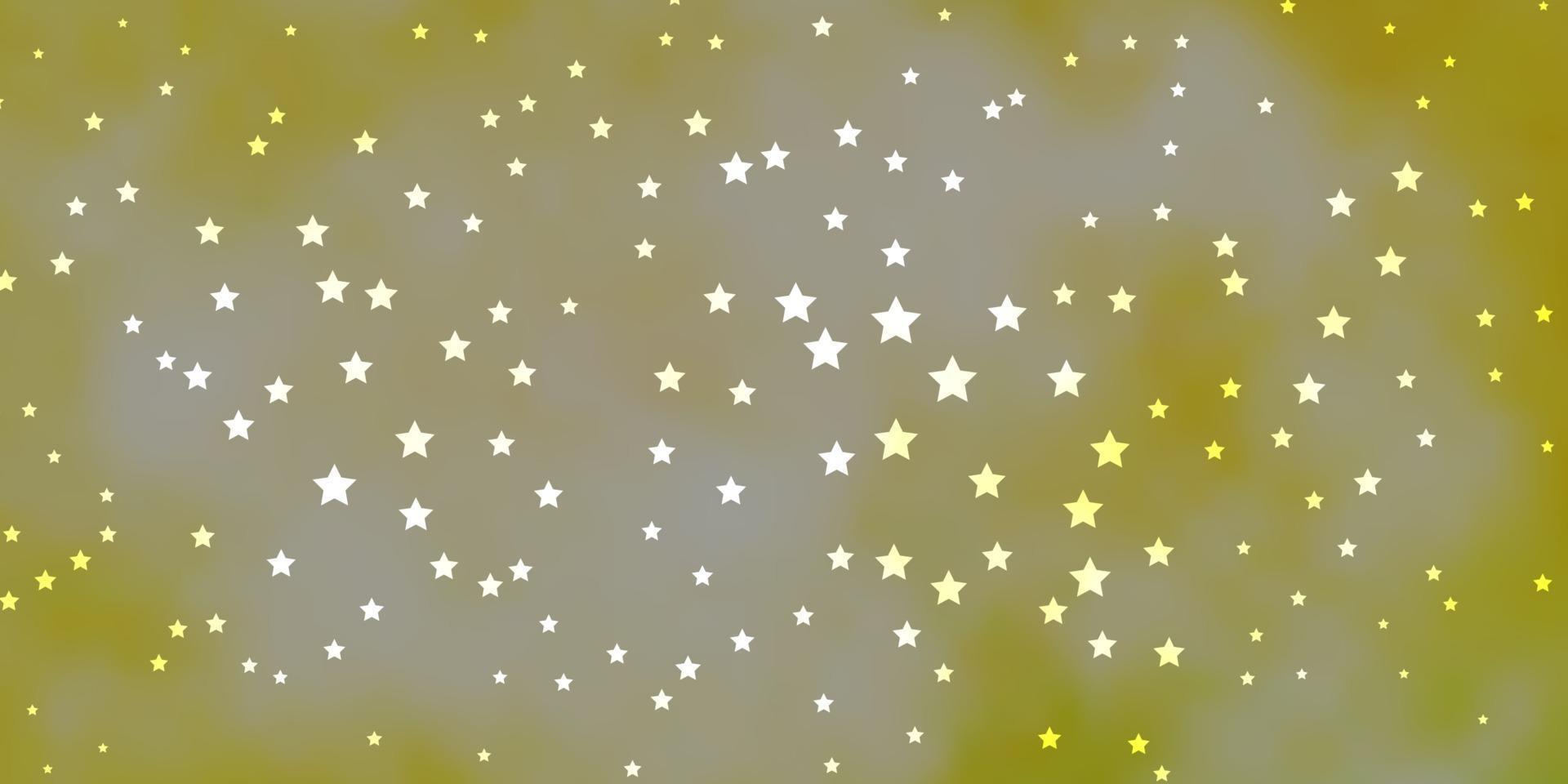 Dark Green, Yellow vector background with small and big stars.