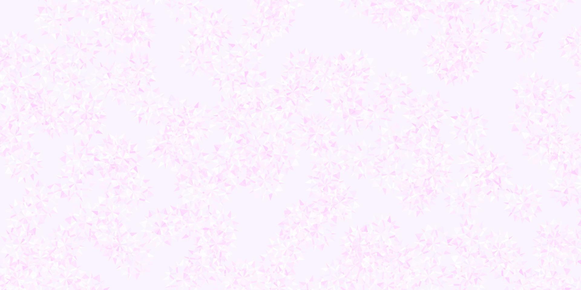 textura de vector púrpura claro con copos de nieve brillantes.