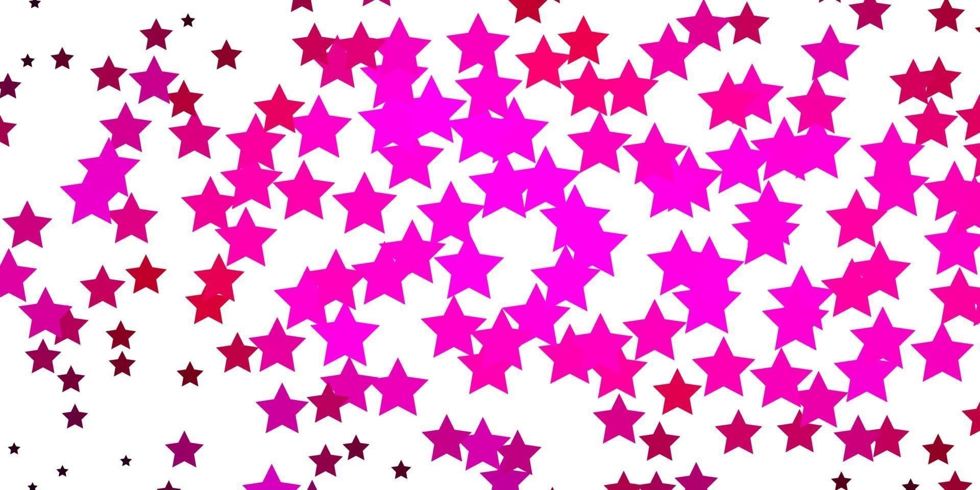 Dark Pink vector background with colorful stars.