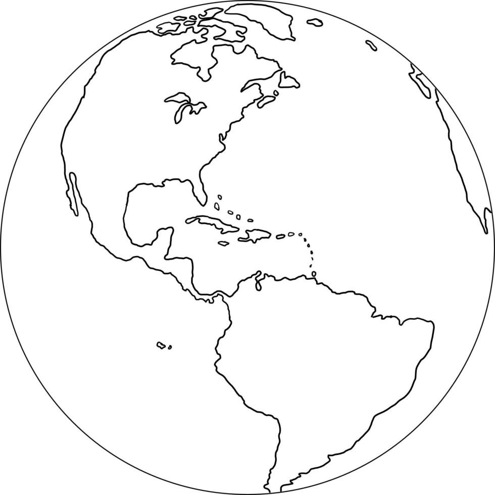 Freehand globe world map sketch on white background. vector