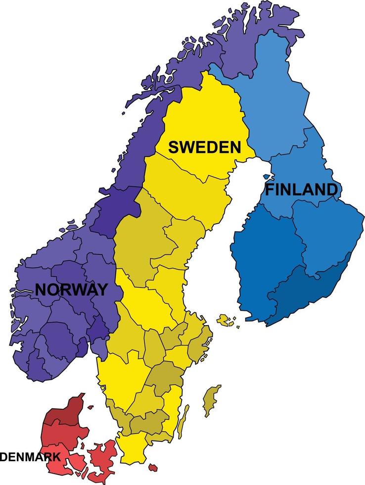 Outline Scandinevia map on white background. Vector illustration.