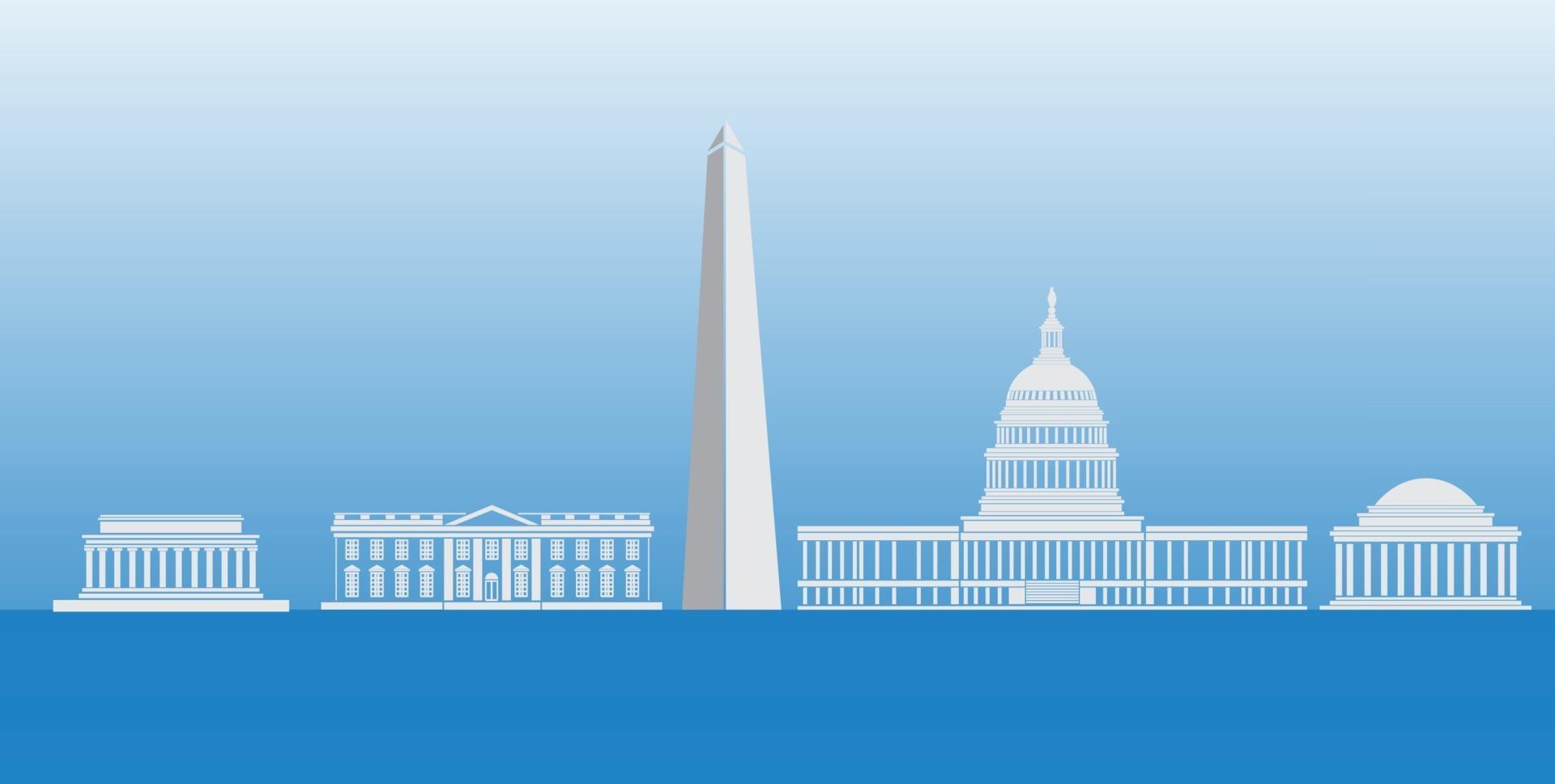 Washington DC iconic buildings vector