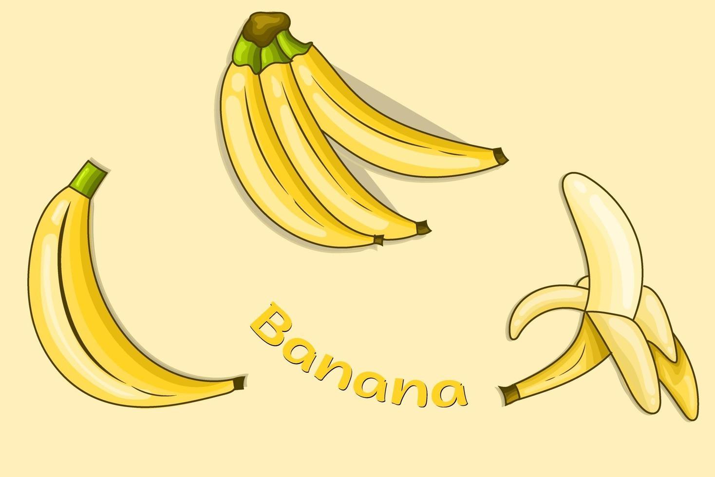 Set of banana illustration with cartoon style for graphic element vector