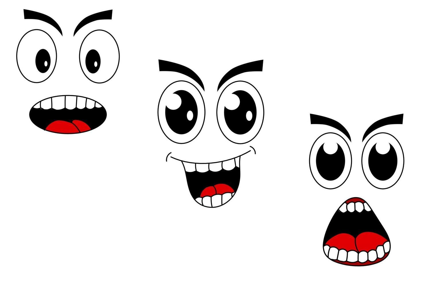 Emoticon de cara con estilo de dibujos animados en ojos y boca vectoriales eps vector